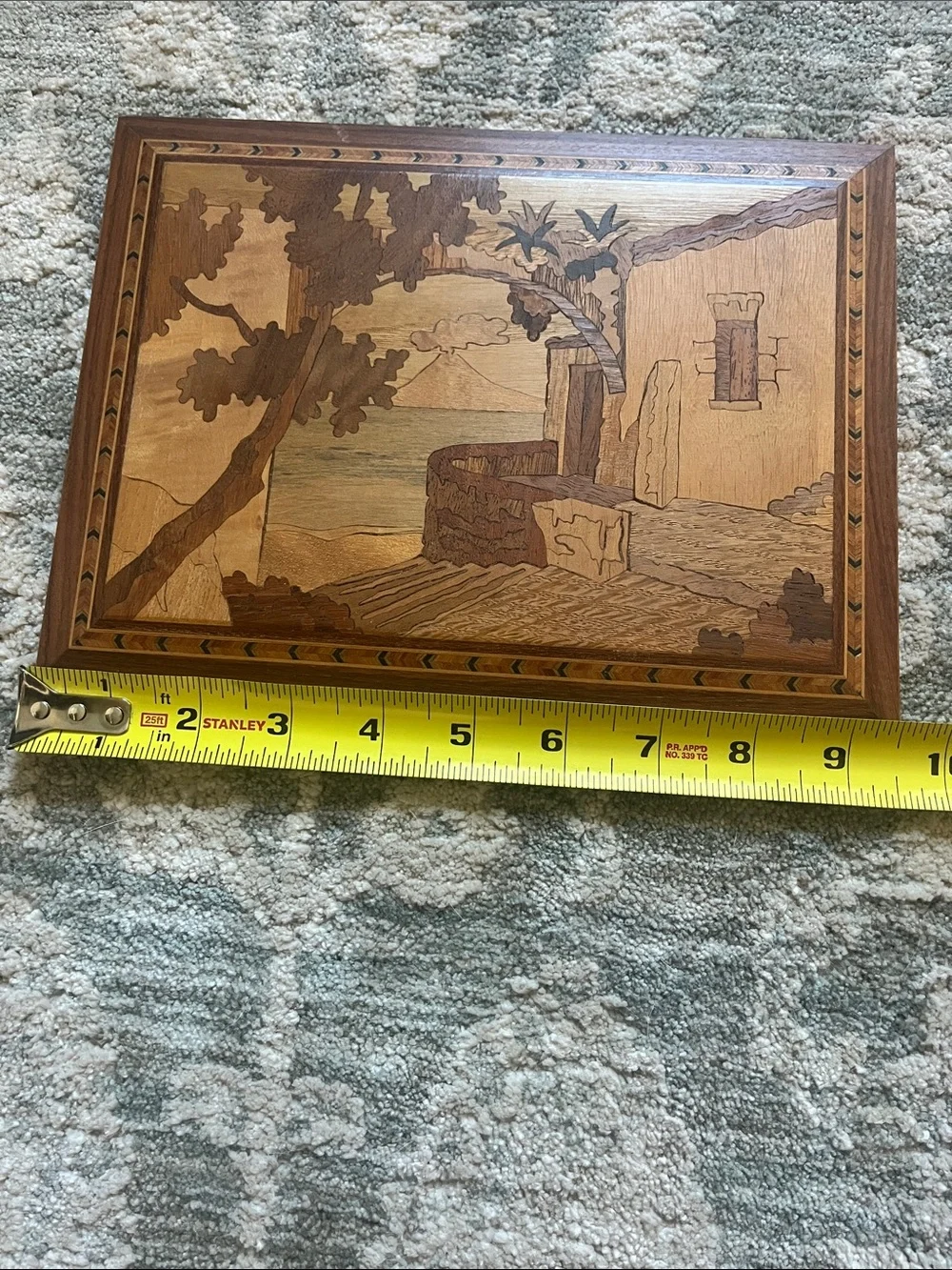Wood Inlay Scenic Picture Frame - Brown